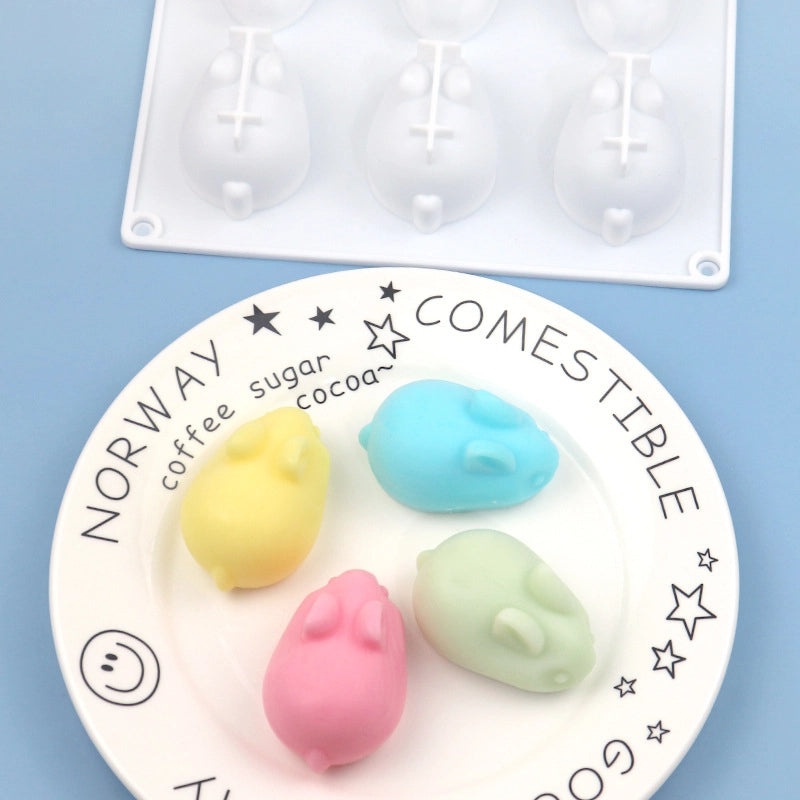 6-piece Bunny Rabbit Silicone Mold for Ice Cream Jelly Pudding DIY Mousse Cake | Kitchen Bakeware Molds