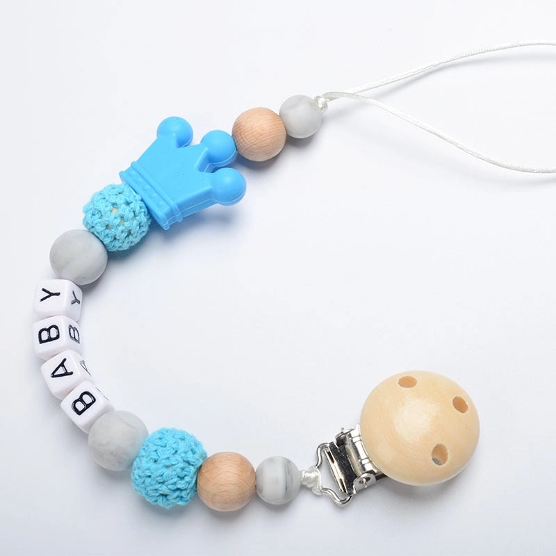 Adorable Wooden Letter Pacifier Clip with Silicone Beads | Baby Accessories