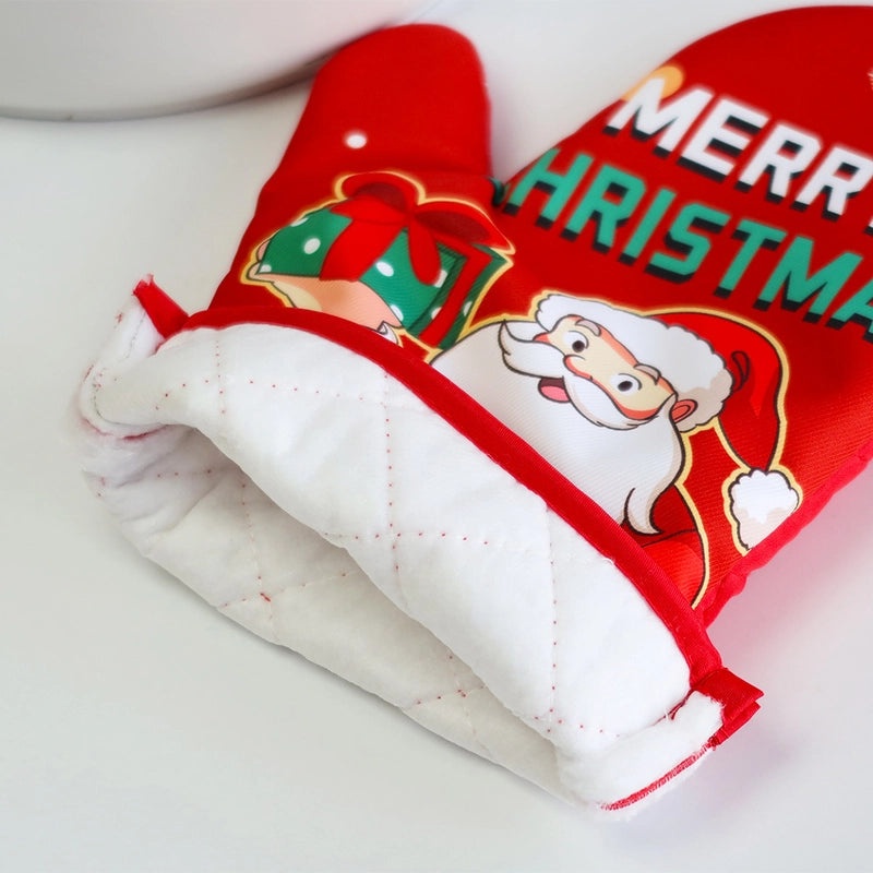 Festive Santa Claus Heat Resistant Gloves in Polyester | Christmas Accessories