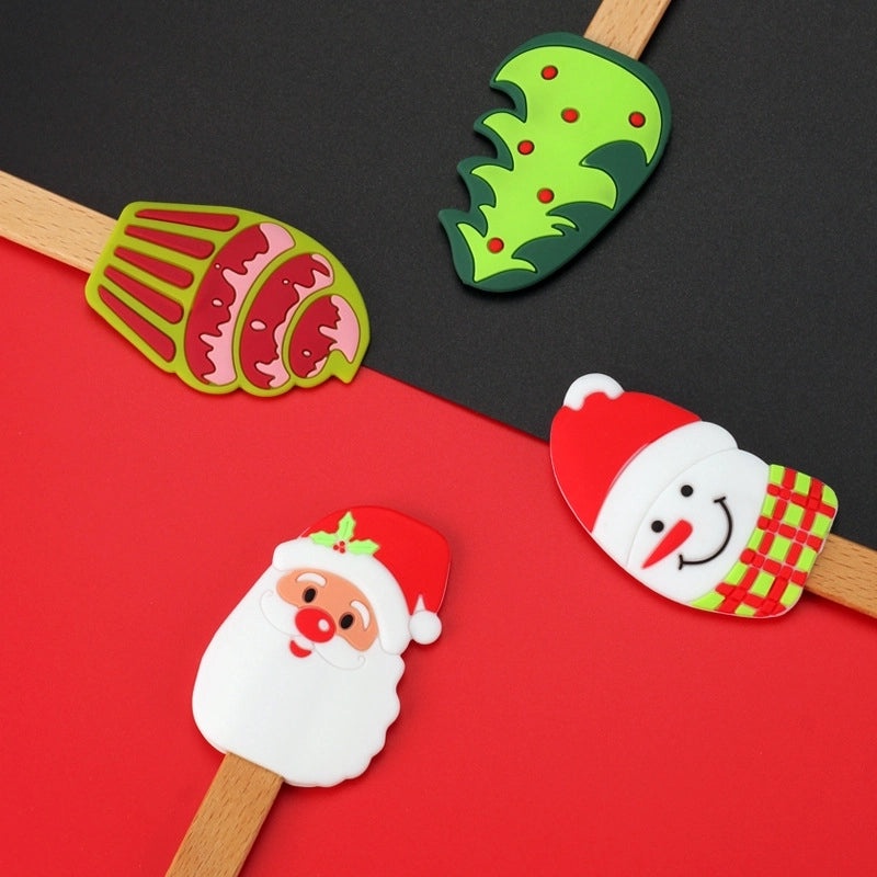 Christmas Holiday Silicone Baking Scraper with Cute Santa Claus and Christmas Tree Design | Kitchen Tools & Gadgets