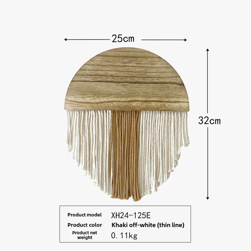 Bohemian Cotton Tassel Wall Hanging Handmade Nordic Tapestry Semicircle Solid Wood Decoration|Home Decor