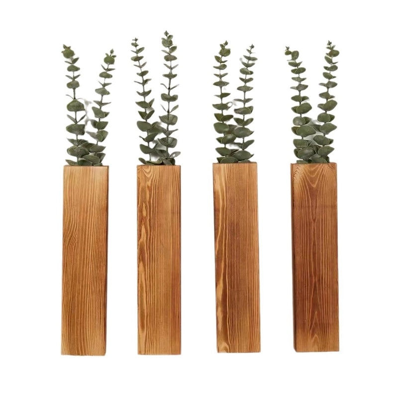 Solid Pine Wood Wall Vase for Dried Flowers | Home Decor