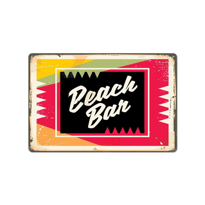 Beach Vintage Tin Sign Coffee Shop Wall Art Home Decor Frameless Hanging Painting|Home Decor