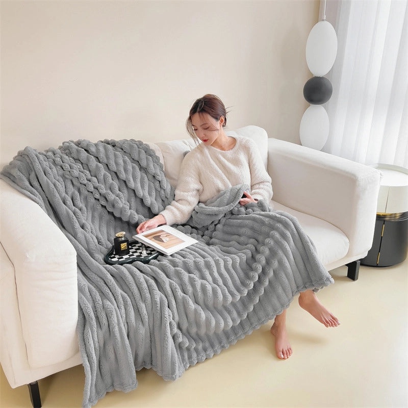 Cozy Solid Color Flannel Throw Blanket for Bedding and Home Use|Blankets & Throws
