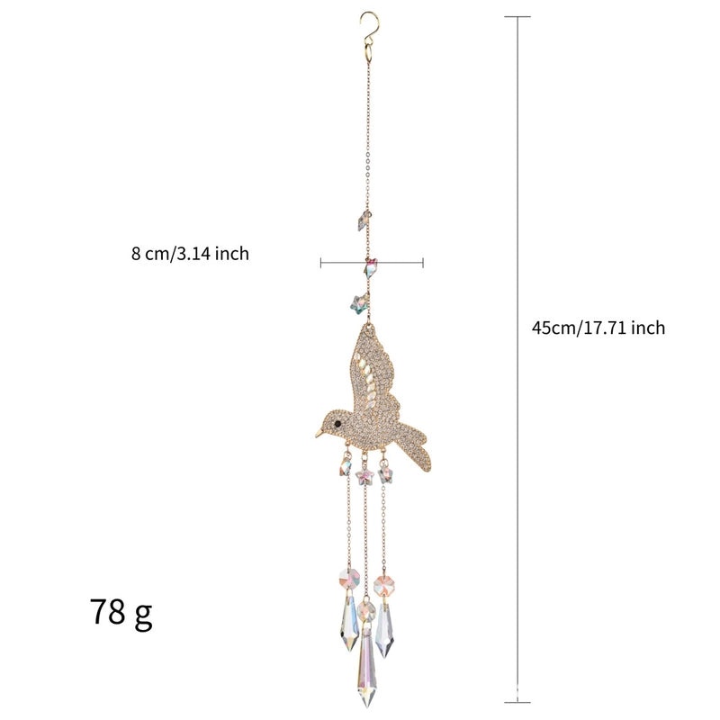 Rustic Bird Design Crystal Wind Chime for Home Decor|Outdoor & Garden Accessories
