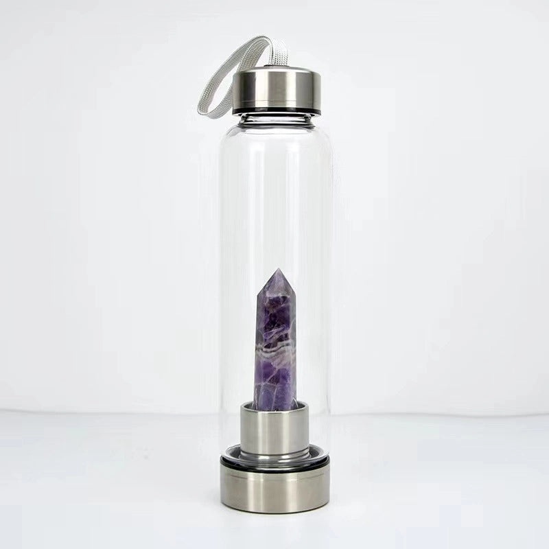 Hexagonal Crystal Energy Glass Water Cup with Magic Wand and Spa Logo|Home & Kitchen - Drinkware & Barware
