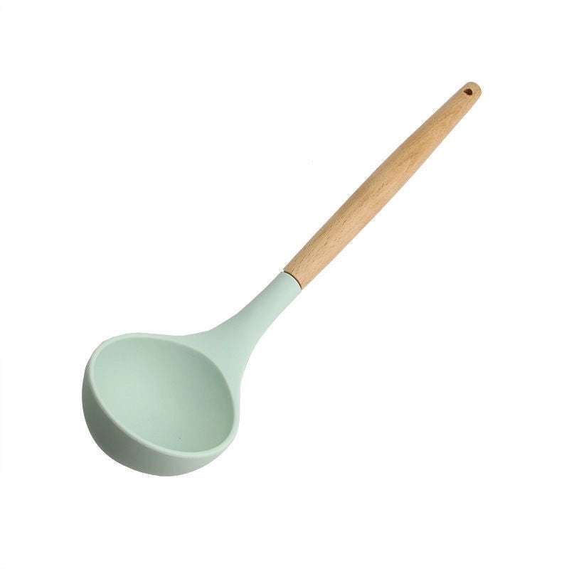 Minimalist Solid Color Wooden and Silicone Kitchen Tools|Kitchenware & Utensils