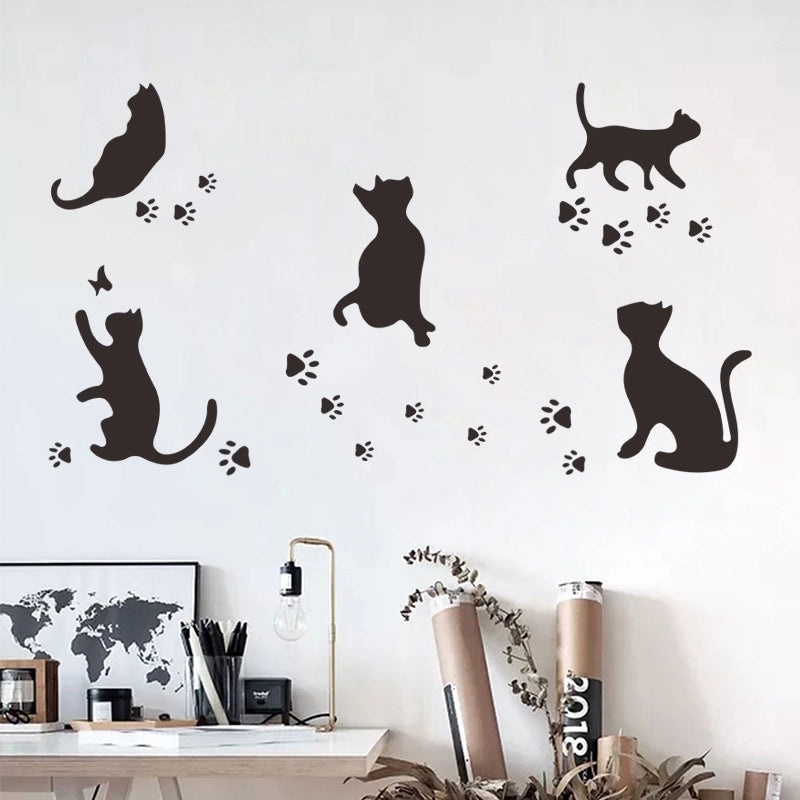 Playful Cat Footprint Wall Decals for Home Decor|Wall Stickers & Decals