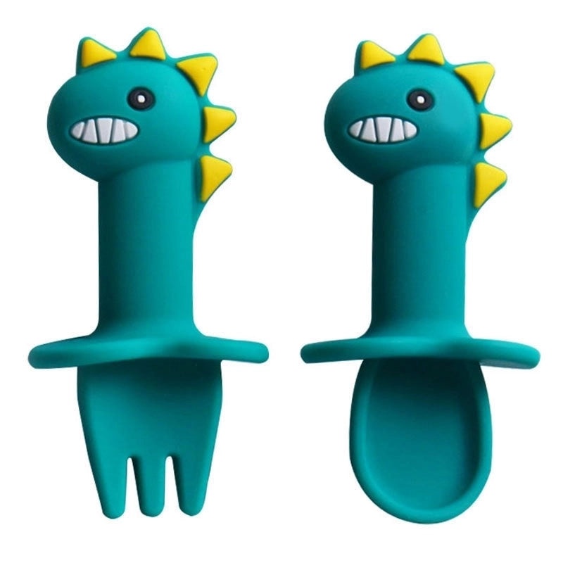 Adorable Dinosaur Silicone Spoon and Plate Set for Kids | Baby & Kids Tableware