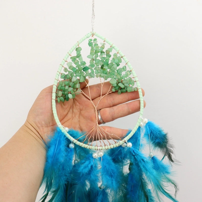 Minimalist Feather Crystal Metal Dreamcatcher Decor | Home Decor