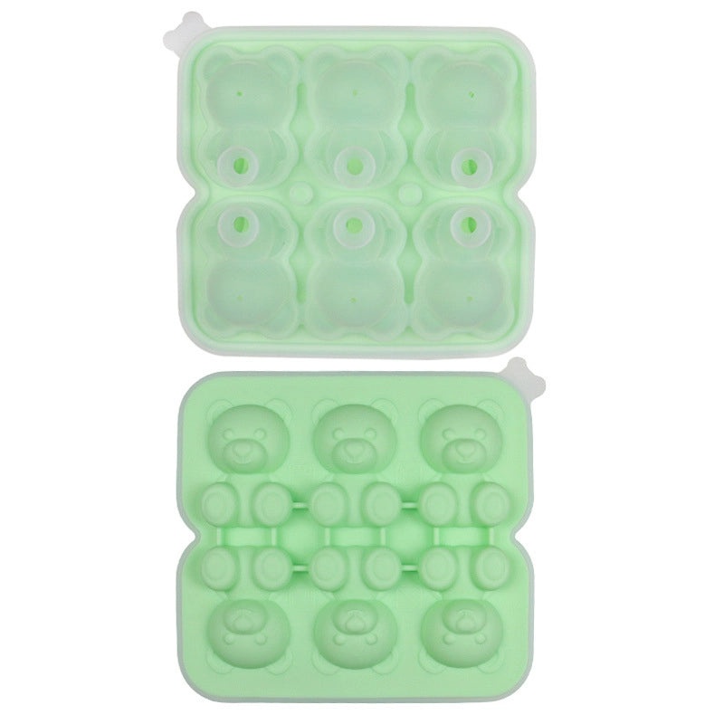 Bear-Shaped Silicone Ice Cube Mold 6-Piece Set for Household and Party Use | Kitchen & Dining Accessories