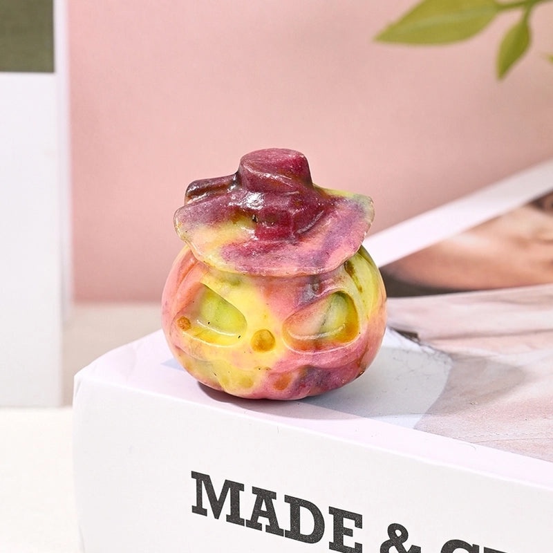 Handcrafted Minimalist Pumpkin Head Natural Stone Ornament | Home Decor & Seasonal Decorations