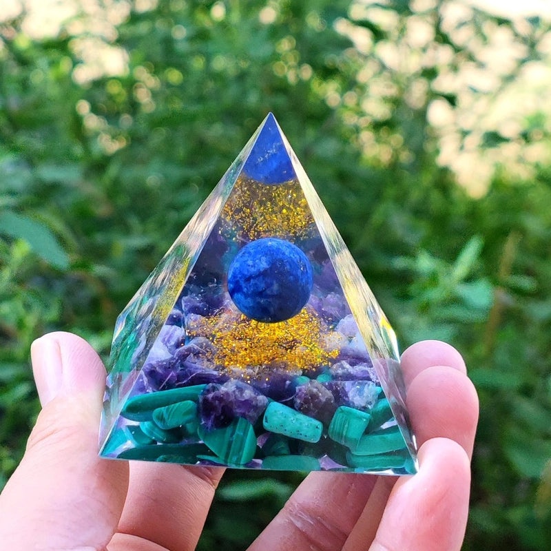 Minimalist Geometric Resin Crystal Pyramid Ornament | Home Decor