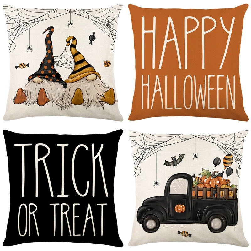 Halloween Minimalist Pumpkin Ghost Linen Pillow Covers for Couch Sofa Decor | Home Decor Pillows