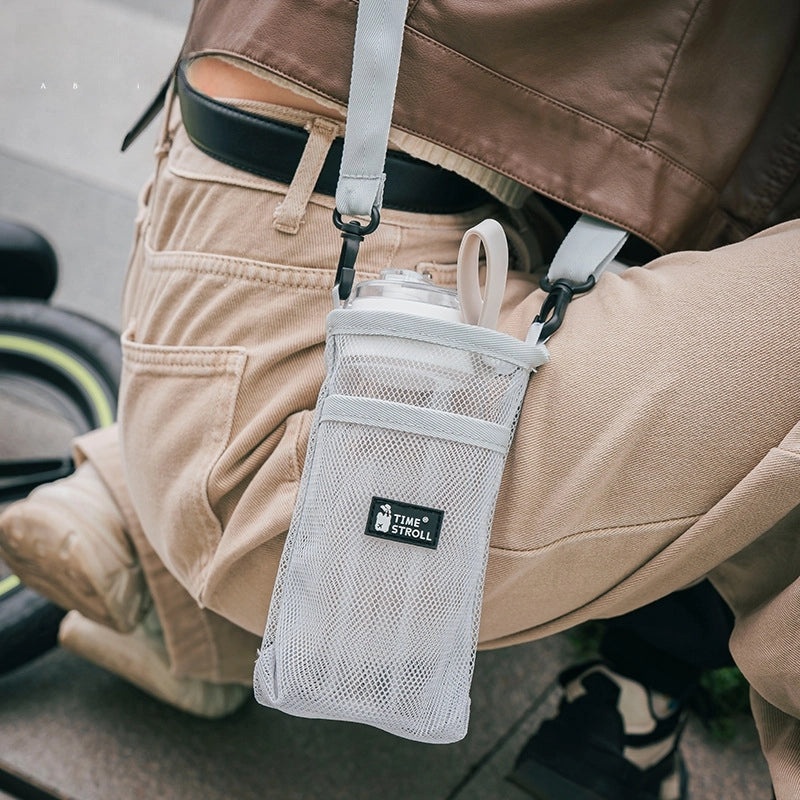 Outdoor Water Bottle Cover with Protective Mesh Strap, Hangable for Mineral Water, Tea, Milk, Thermos|Outdoor Drink Accessories