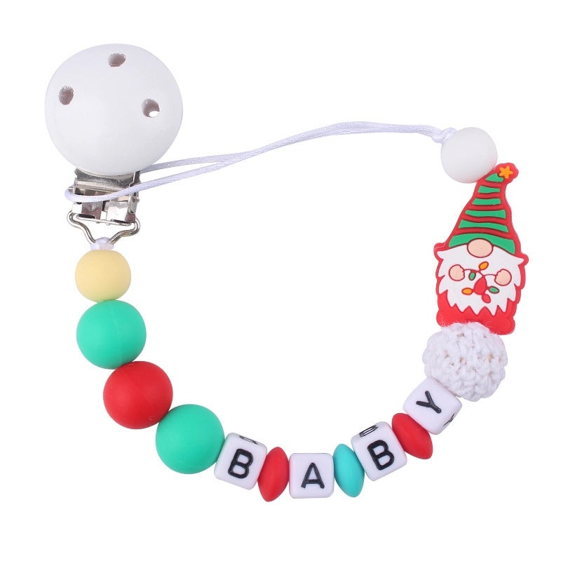 Christmas Baby Accessories Cute Santa Claus Silicone Beech Wood Teether | Baby Teethers & Pacifiers