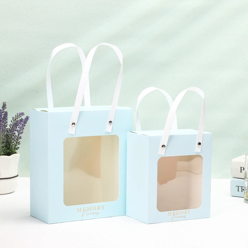 Transparent Window Paper Handbag Birthday Gift Festival Flower Doll Card Bag | Gift Bags & Packaging