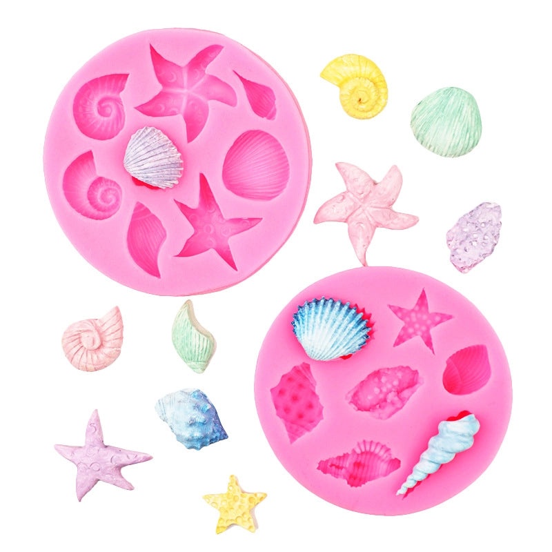 Ocean Theme Silicone Mold for Conch Starfish Shell Shapes | Cake Decorating Tools