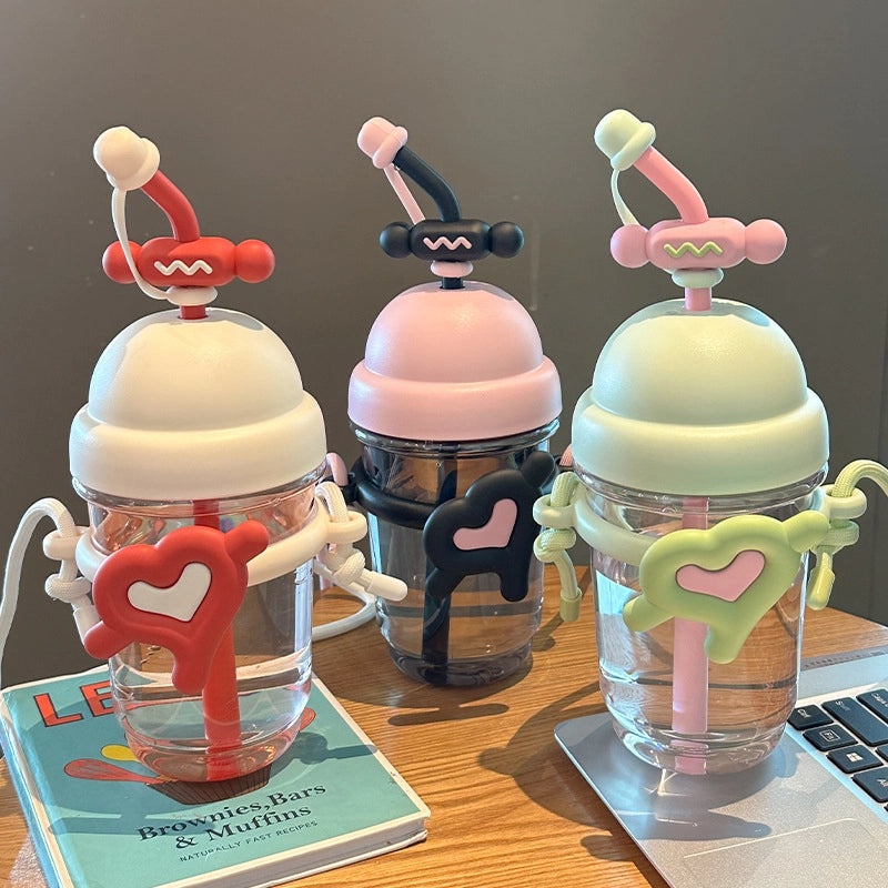 Adorable Red Heart Shaped Plastic Water Bottle Single Piece | Drinkware & Bottles