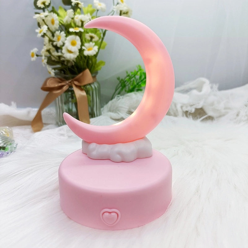 Romantic Crescent Moon Night Light Bedside Desk Lamp Handmade DIY Luminous Decorative Ornament|Home Decor & Lighting