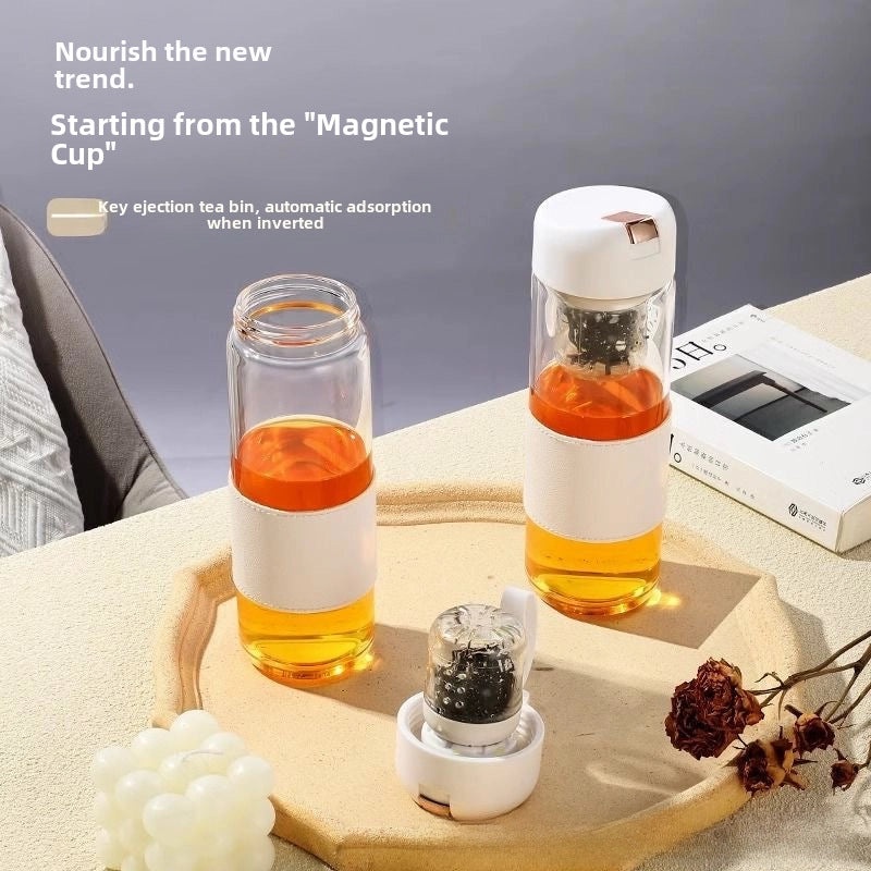 Magnetic Elastic Large Capacity Tea Glass with Built-in Strainer High Color Value Gift Cup|Home & Kitchen