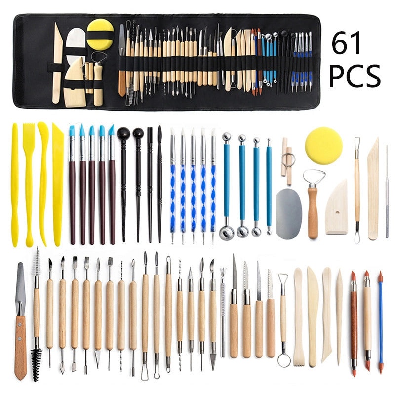 61-piece Ceramic Sculpting Tool Set Multi-specification Clay Carving Supplies for Art DIY|Art Supplies