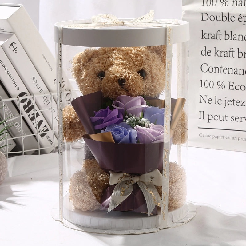 Soap Flower Bear Gift Box Romantic 520 Valentine's Day Birthday Present Adorable Teddy Bear Doll|Gifts & Accessories