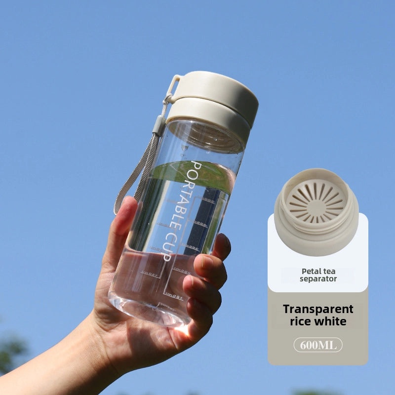 Large-capacity Outdoor Sports Water Bottle with Frosted Plastic Portable Rope Customizable Tea Drain Cup|运动水壶
