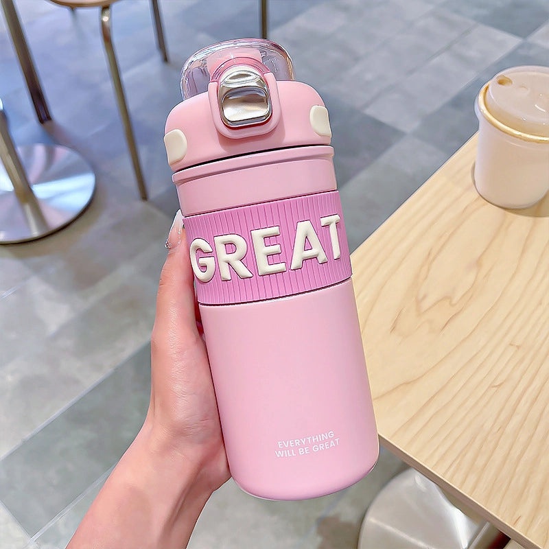 Stylish Letter Engraved Stainless Steel Water Bottles|Drinkware & Water Bottles