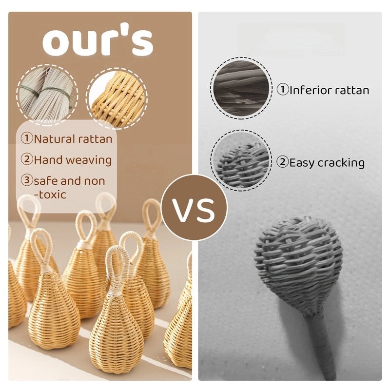 Hand-woven Pear-shaped Rattan Baby Rattles | Baby Toys & Educational Gifts