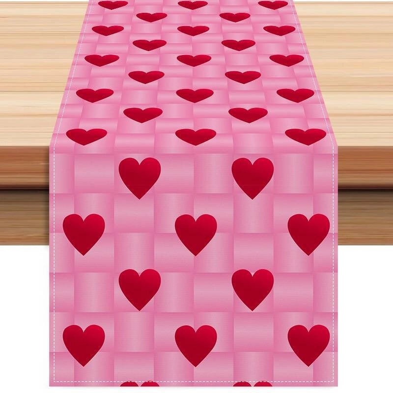 Valentine's Day Elegant Minimalist Heart Letter Polyester Tablecloth | Home Decor