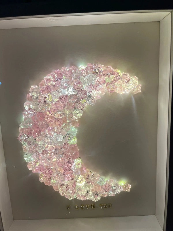 Moon Crystal Night Light with Butterfly Design Handmade DIY Birthday Gift|Home Decor Night Lights
