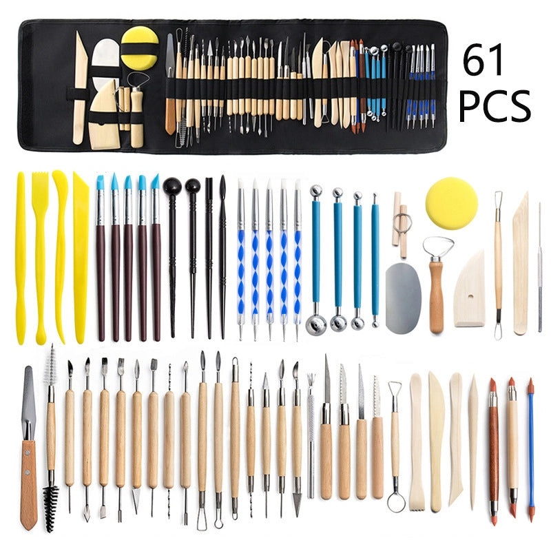 61-piece Ceramic Sculpting Tool Set Multi-specification Clay Carving Supplies for Art DIY|Art Supplies