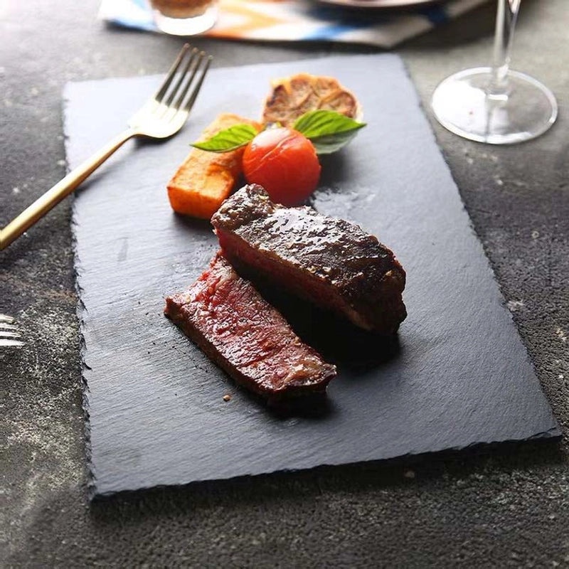 Japanese-Korean Style Black Slate Dinner Plate for Sushi Dessert Western Food Steak | Dinnerware & Plates