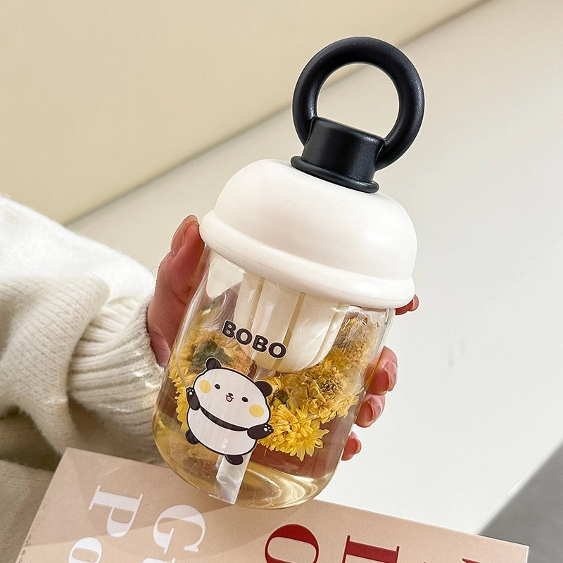 Cute Cartoon Moe Plastic Cup with Straw | Kids' Portable Water Bottle