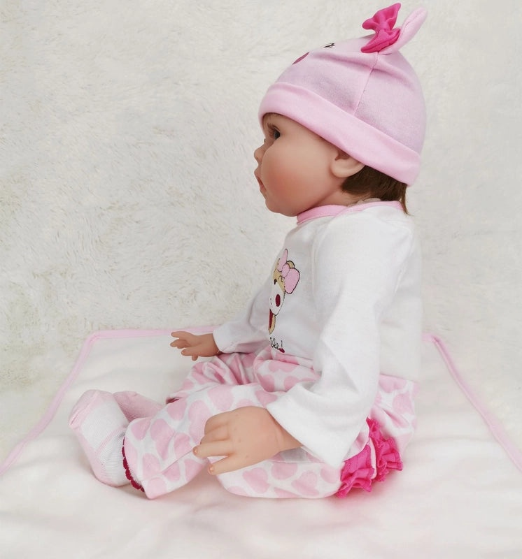 Reborn Doll 55cm Silicone Baby with Mohair Hair Realistic Simulation Newborn Doll|Baby Dolls & Accessories