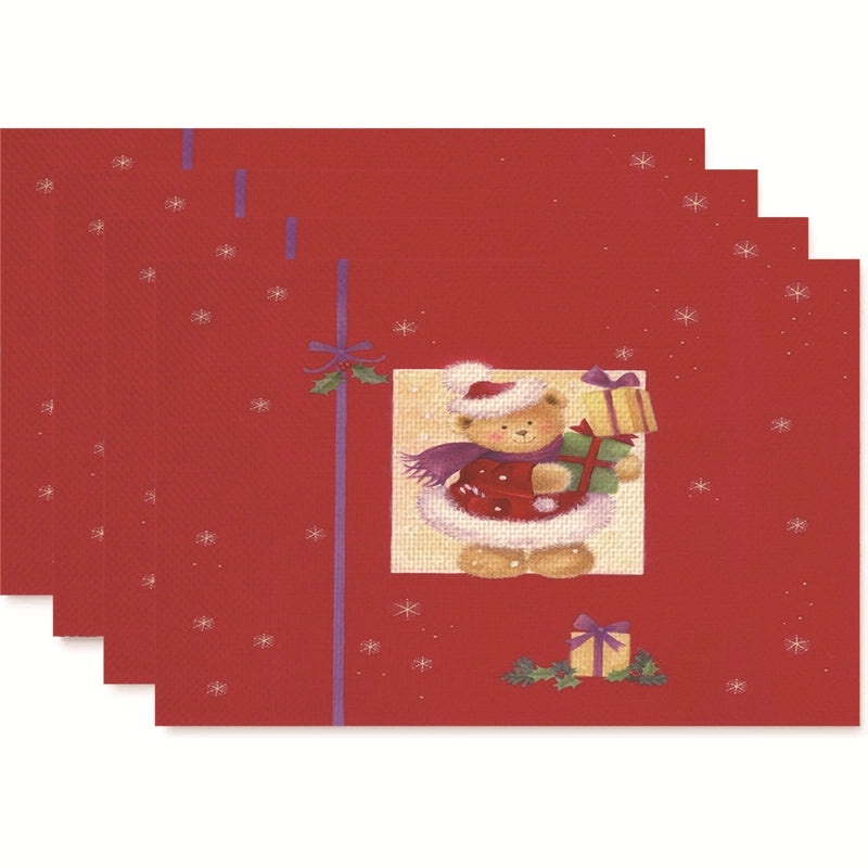 Nordic Christmas Tree Bow Knot Snowflake Linen Cotton Placemat|Home Decor & Tableware