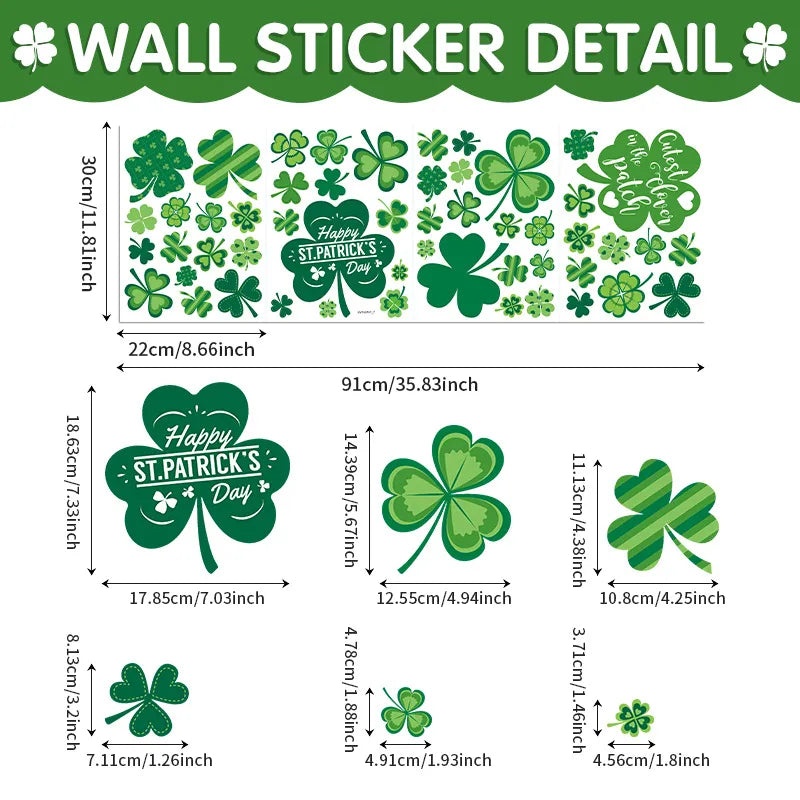 St. Patrick's Day Shamrock Cartoon PVC Wall Decor|Home Decor