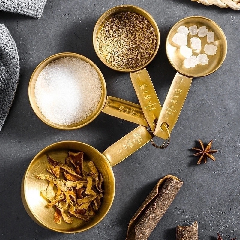 Stainless Steel Measuring Spoons Set of 4 with Casual Letter Design|Kitchen Tools & Gadgets