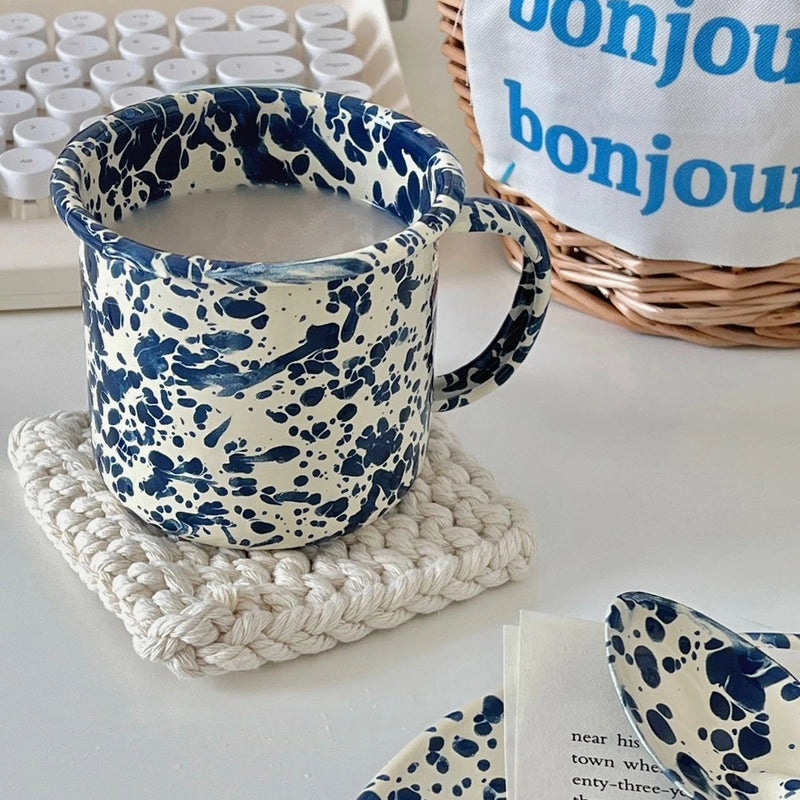 Korean Style Enamel Splash Ink Cereal Fruit Salad Bowl Set | Kitchen & Dining Tableware