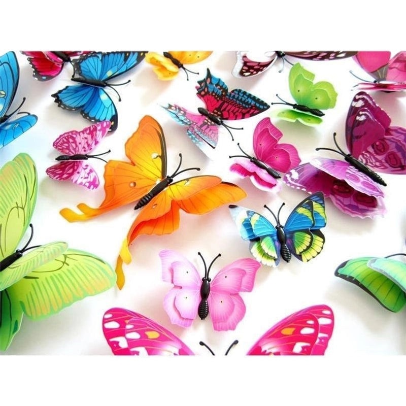 3D Butterfly Wall Stickers with Glue Imitation Decorative Fridge Magnets for Wedding Home Decor|Home Decor & Wall Art