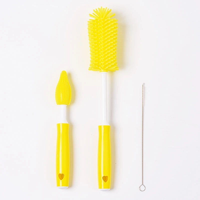 Silicone Baby Bottle Brush Set with Nipple and Straw Cleaners | Baby Feeding Accessories