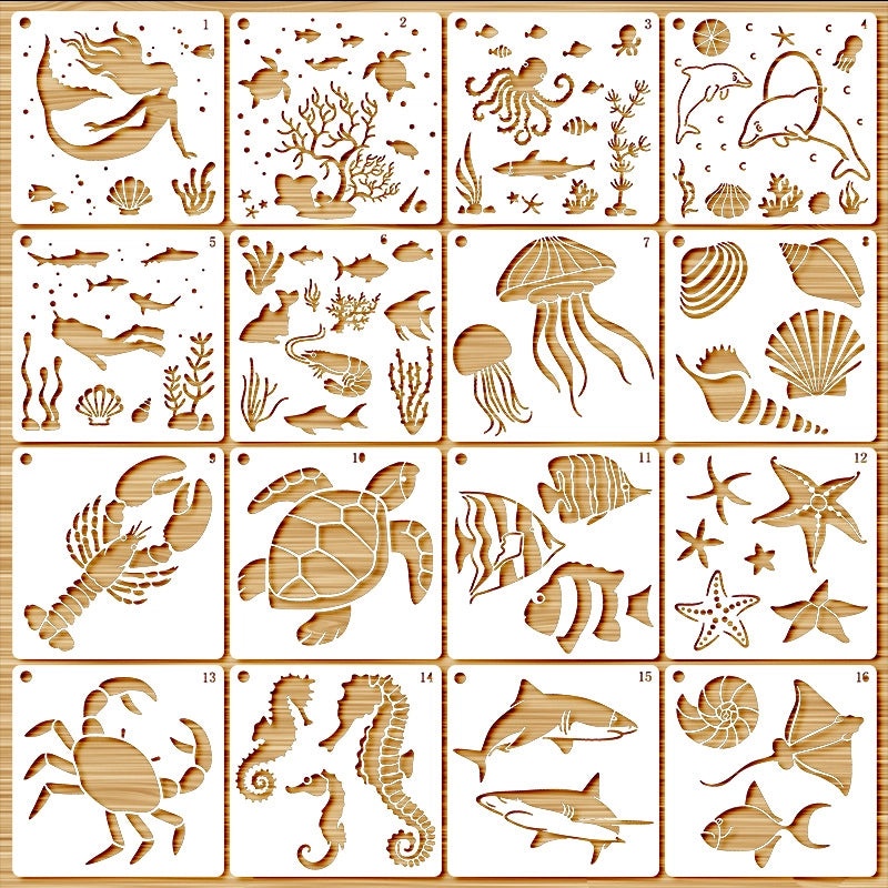 Plant and Animal Painting Template DIY Flower Graffiti Hollow PET Board for Leak Word Art | Art Supplies