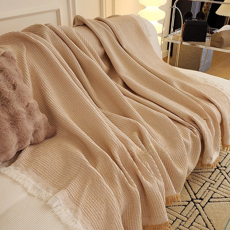 Waffle Texture Cotton Sofa Cover Full Cover Universal Sofa Towel Four Seasons Woven Cushion Protector|Home Decor Sofa Covers