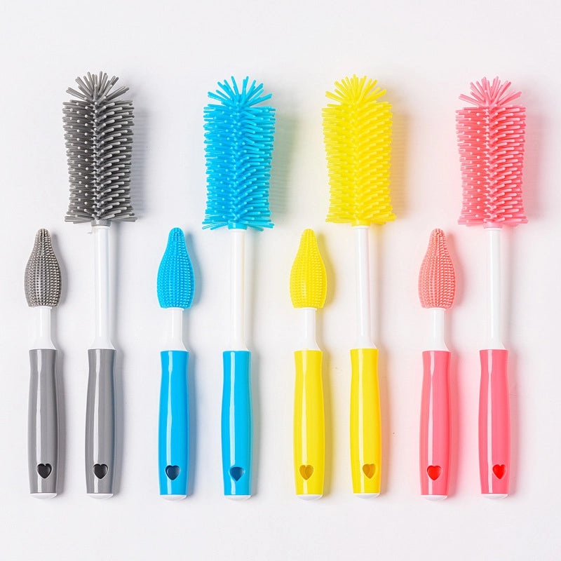 Silicone Baby Bottle Brush Set with Nipple and Straw Cleaners | Baby Feeding Accessories