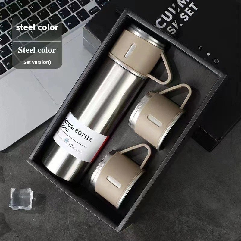 Stainless Steel Thermos Set with Three Lids 500ml for Men Business Tea Gifts with Logo Printing|Drinkware & Tumblers