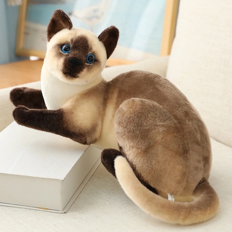 Realistic Siamese Cat Plush Toy Orange Civet Cat Sitting and Lying Pose Soft Doll|Plush Toys & Collectibles