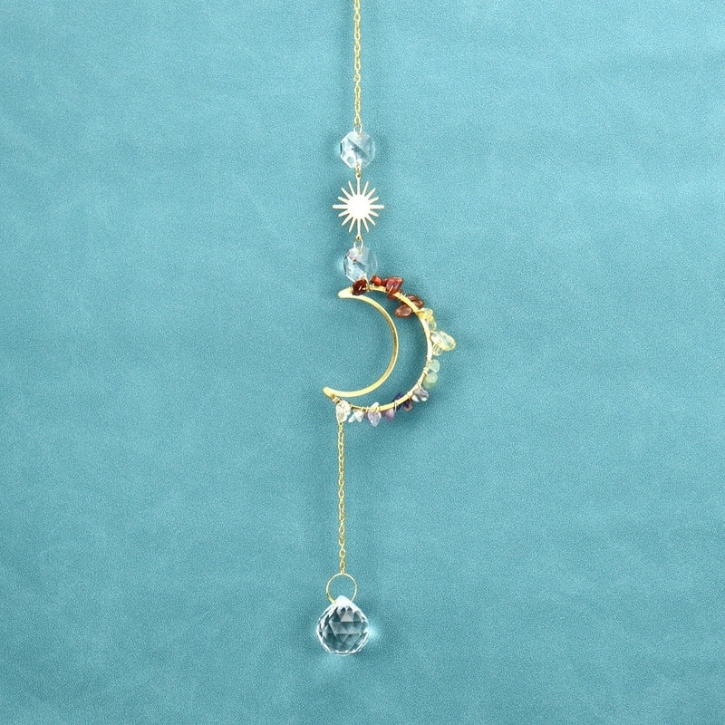 Moon Agate Chinoiserie Style Plated Pendant Necklace|Jewelry & Accessories