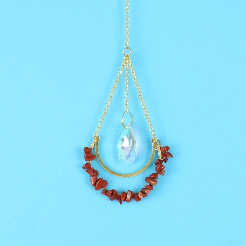 Elegant Water Droplet Copper Pendant with Artificial Crystals | Jewelry & Accessories