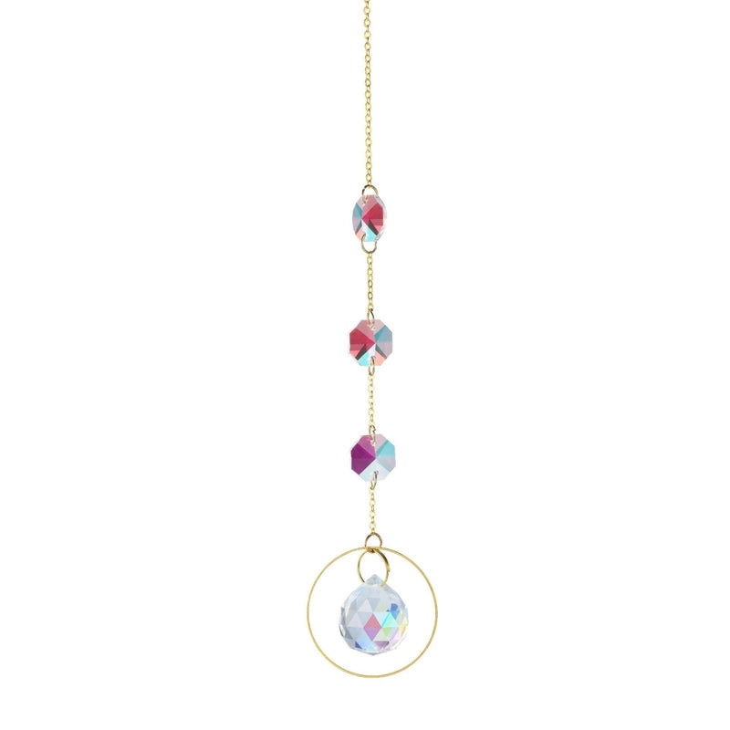 Celestial Geometric Moon Pendant with Crystal Charm|Jewelry & Accessories